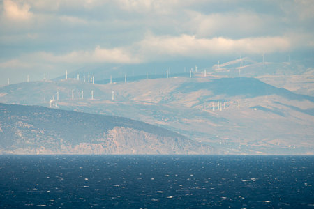 Panorama with sea view on Daskalio gulf in Keratea in Athens in Greeceの写真素材