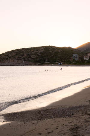 Charakas beach at sunset in attica in greece