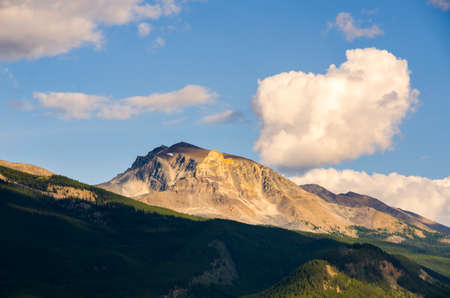 landscape on Pyramid Lake in Jasper in Canadaの写真素材