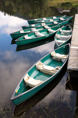 canoe ride on lake Osoyro in Norwayの写真素材