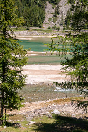 mountain on Ceresole Reale lake in Piedmont in Italyの写真素材