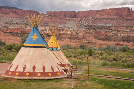 types, American Indian tents in Capitol Reef National Park in United States of America