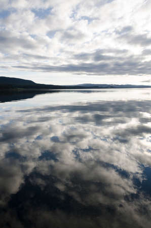 sunrise in Yellowstone lake in Yellowstone National Park in Wyomingの写真素材