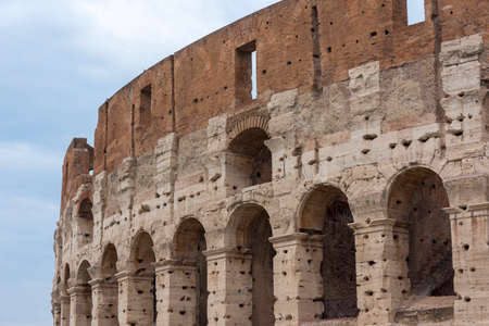 views and details of the colosseum monument in Rome in Italyの写真素材