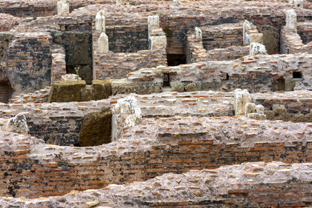 views and details of the colosseum monument in Rome in Italyの写真素材