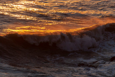 seascape on the coast of Boccadasse in Genoa in Liguriaの写真素材