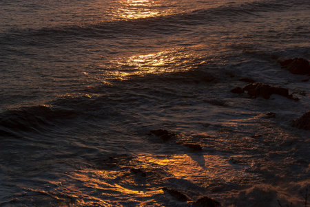 seascape on the coast of Boccadasse in Genoa in Liguriaの写真素材