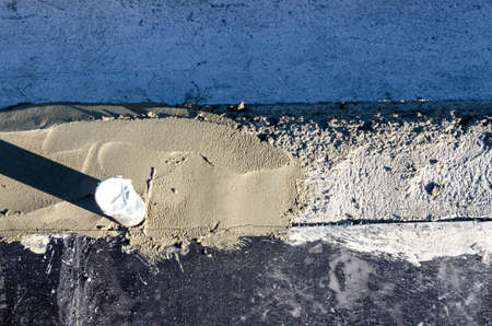 laying of waterproofing sheathing and insulation during the renovation of a roof in Italyの写真素材