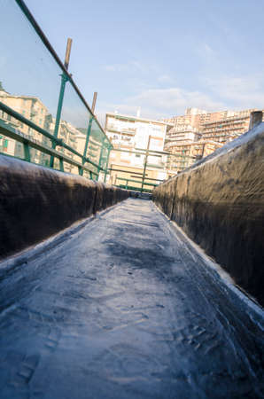 laying of waterproofing sheathing and insulation during the renovation of a roof in Italyの写真素材