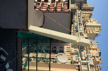 laying of waterproofing sheathing and insulation during the renovation of a roof in Italyの写真素材