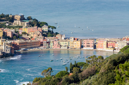 sestri levante village in Liguria, Italyの写真素材