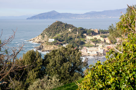 sestri levante village in Liguria, Italyの写真素材