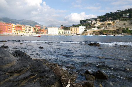 sestri levante village in Liguria, Italyの写真素材