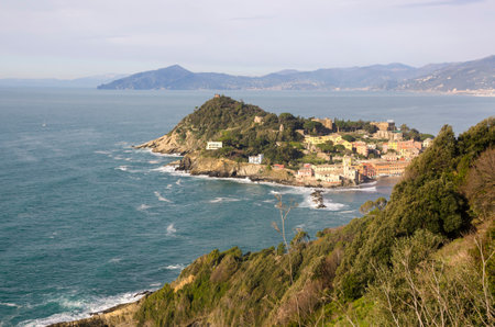 sestri levante village in Liguria, Italyの写真素材
