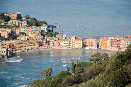 sestri levante village in Liguria, Italyの写真素材