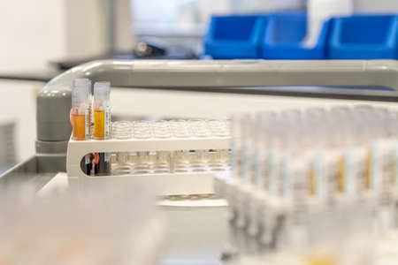laboratory doing tests for vaccine blood collection and hematology analyticsの写真素材