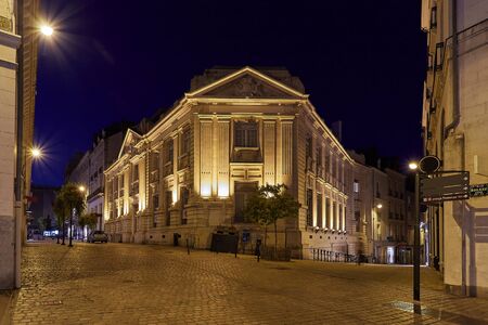 Nantes, France - 19/08/2018 - Night view of the Nantes square