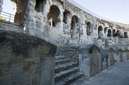 bleachers in the arena of Arles, Franceの写真素材