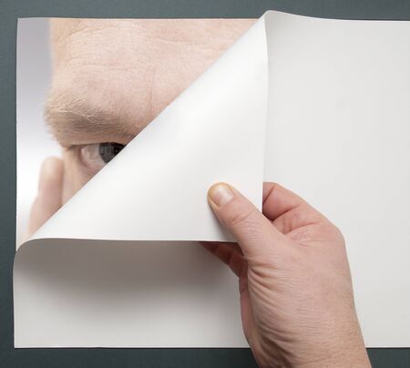 eye behind the sheetの写真素材