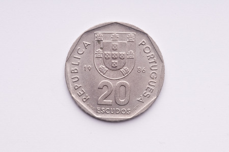 old Portuguese coin 20 escudosの写真素材