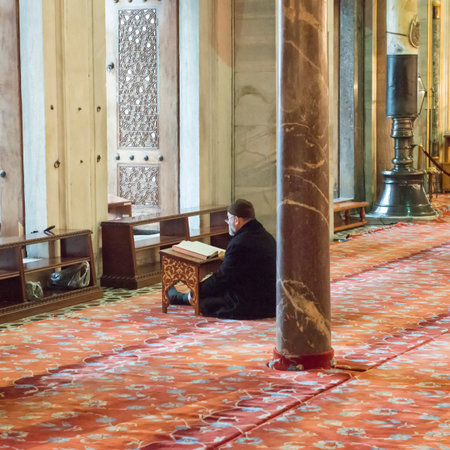 Sultanahmet view inside the mosque in Istanbulのeditorial素材