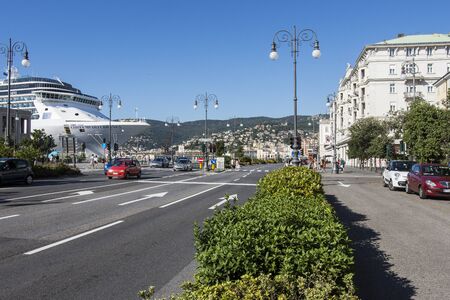 a Passenger ship docked in the port of Trieste