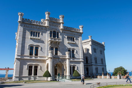 the facade of Miramare Castle in Triesteのeditorial素材