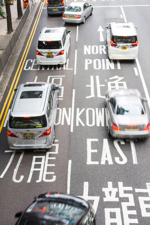 traffic in Hong Kong roadのeditorial素材