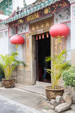 the entrance of Kwan Tai in Tai O village, Hong Kongのeditorial素材