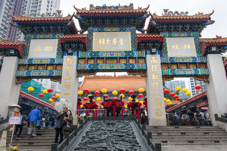 Sik Sik Yuen entrance of Wong Tai Sin Temple in Hong Kongのeditorial素材