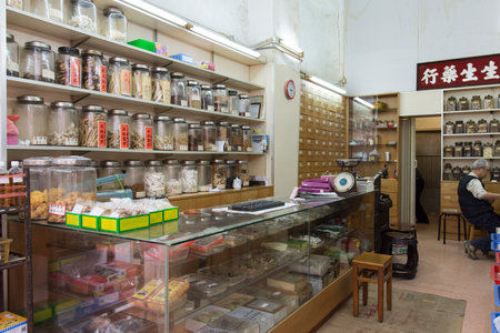 Traditional spice shop in Hong Kongのeditorial素材