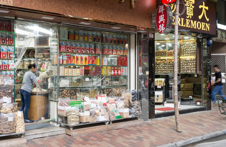 Traditional dried fish market in Hong Kongのeditorial素材