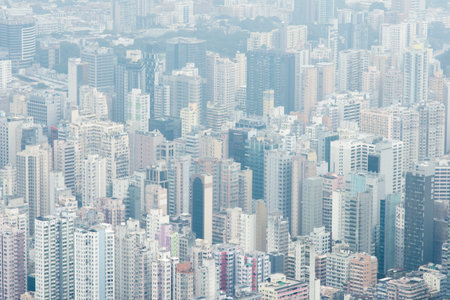 A view of the skyscrapers in Hong Kongのeditorial素材