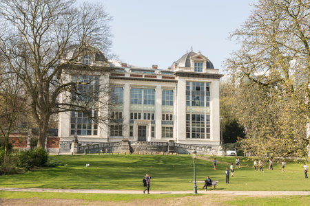 Solvay library building in Leopold park in Brusselsのeditorial素材