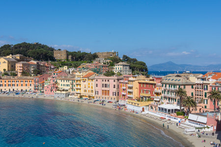 A panoramic view of Silence Bay in Sestri Levante.のeditorial素材