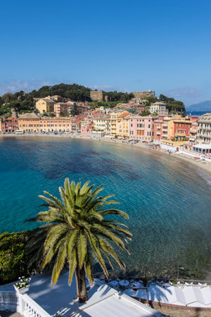 A panoramic view of Silence Bay in Sestri Levante.のeditorial素材