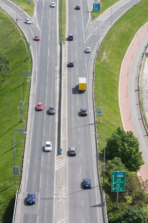 The traffic in a big road in Bratislavaのeditorial素材