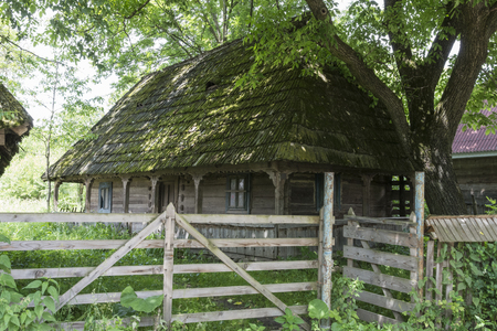 Typical wooden house in Maramures regionの写真素材