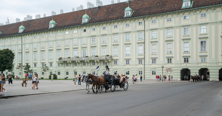 A horse carriage in the Hofburg Palace in Viennaのeditorial素材