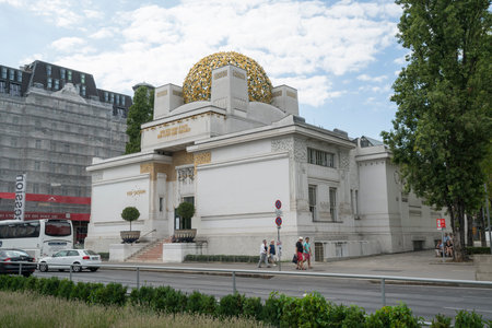 A view of Vienna's Secession museum building in Viennaのeditorial素材