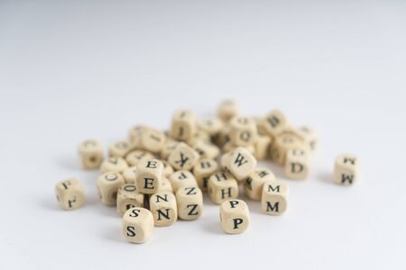 Formation of the word with nuts containing the lettersの写真素材