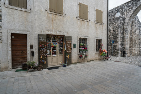 View of the streets of the old town in Venzone, Friuli, Italyのeditorial素材