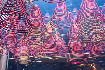 The incense coils in Tin Hau Temple in Hong Kongのeditorial素材