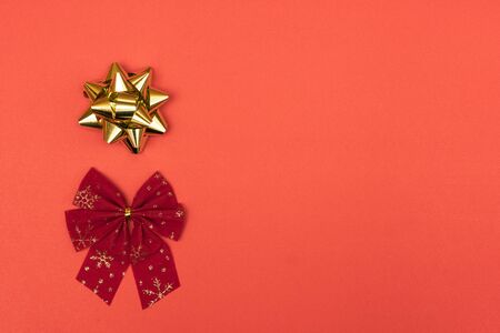 Christmas bows on a colored background