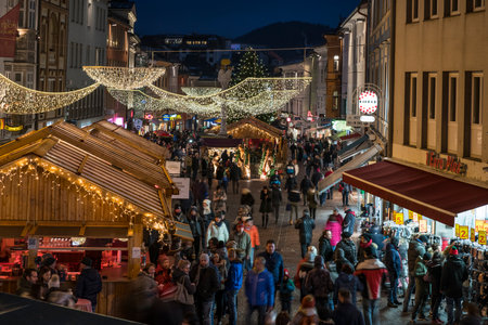 traditional Christmas market on the streets of Villachのeditorial素材