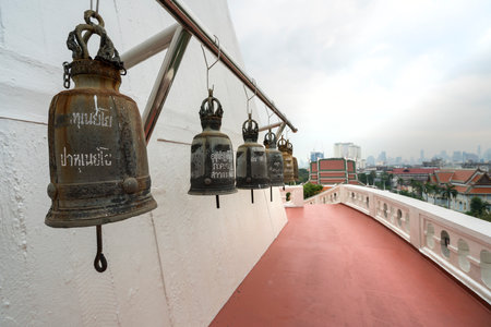 The bells in the War Saket temple in Bangkokのeditorial素材