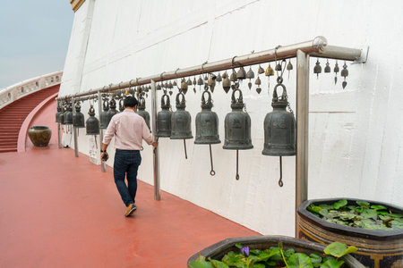 the war at the Saket temple in Bangkokのeditorial素材