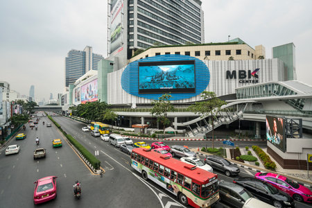 a panoramic view in Siam Square in Bangkok, Thailandのeditorial素材