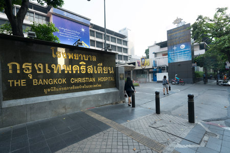The entrance of Bangkok Christian Hospitalのeditorial素材