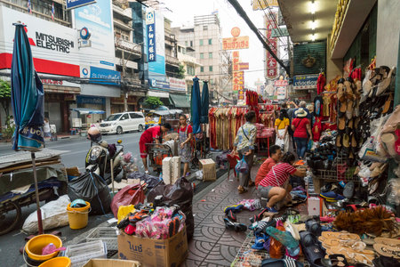 the street market at Chinatown in Bangkok, Thailandのeditorial素材